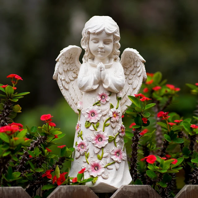 Statues décoratives de jardin en forme d'ange – Figurines solaires