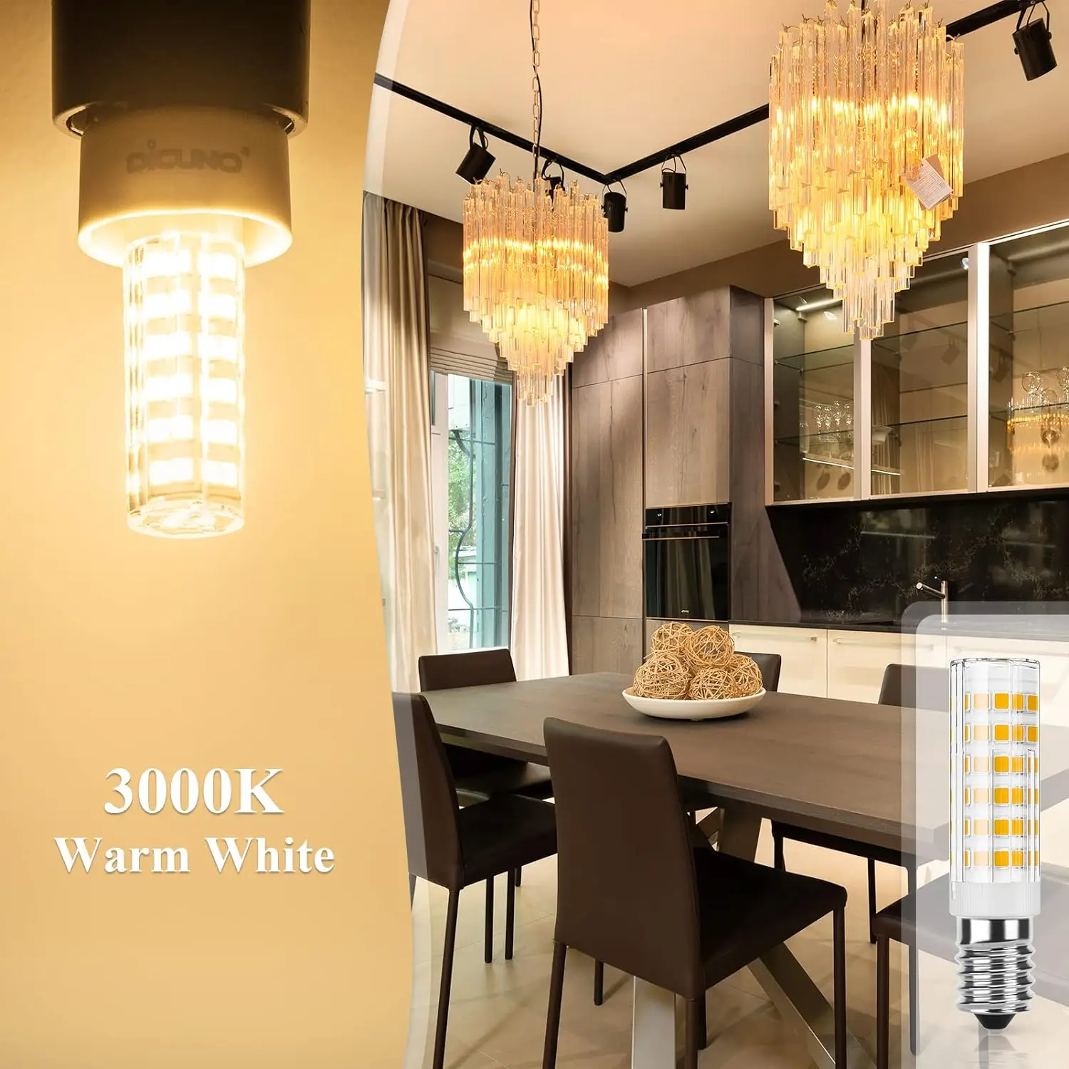 E14 LED 전구, 따뜻한 흰색 3000K, 70W 백열 전구, 디밍 불가, AC 110V-220V, 6 개