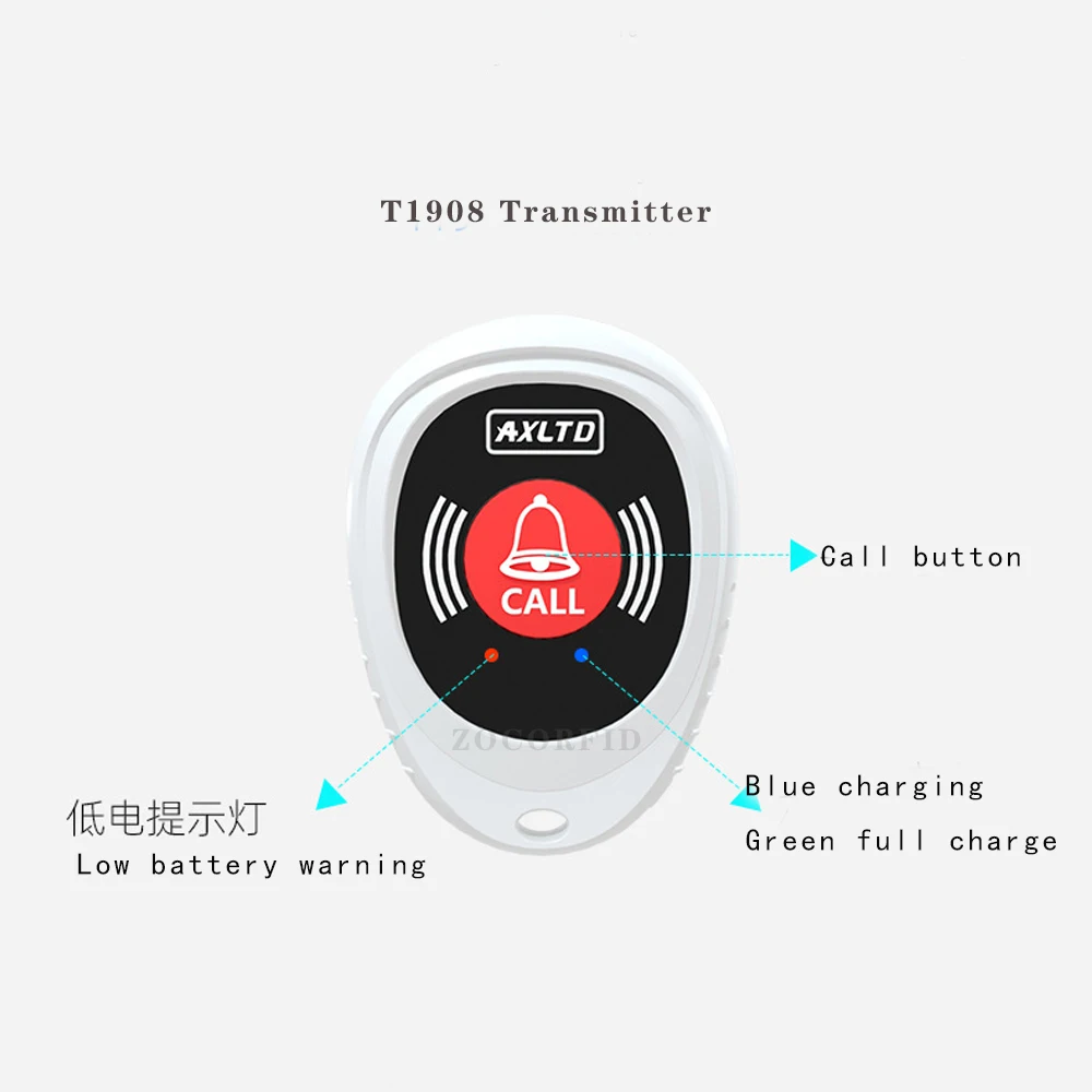 Wireless Elderly Caregiver Pager SOS Call Button Emergency SOS Medical Alert System for Seniors Patients Elderly At Home