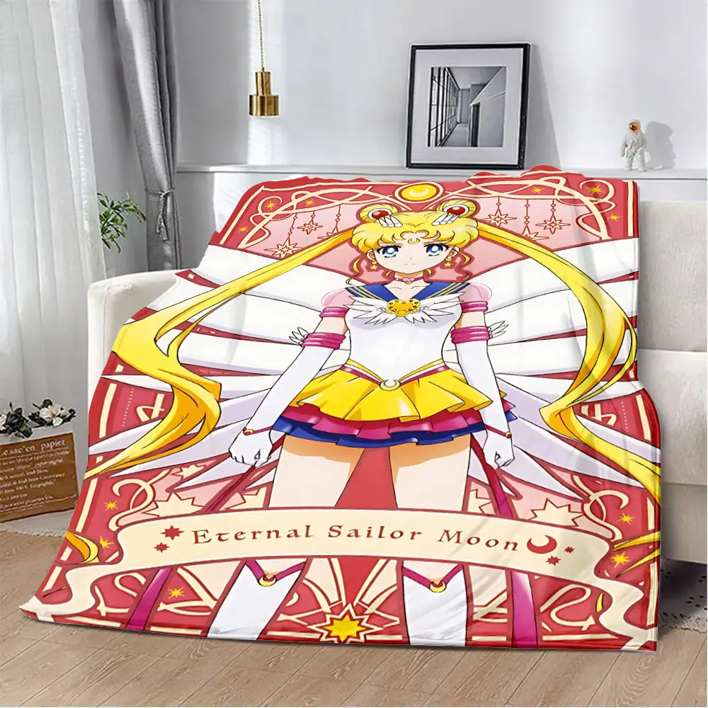 Cute S-Sailor-Moon 3D Cartoon Printed Blanket Picnic Blankets Warm Blanket Soft and Comfortable Blanket Home Travel Birthday 4