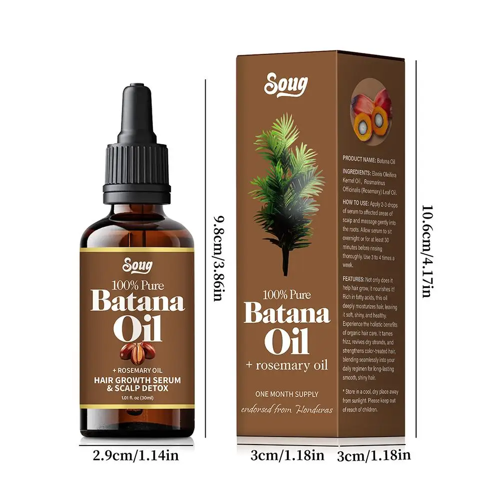 5PCS Batana Oil with Rosemary For Healthy Hair Nourish Scalp Serum Moisturizing Hair Thickness Pure Organic Batana Oil hair essence oil hair growth oil hair oil