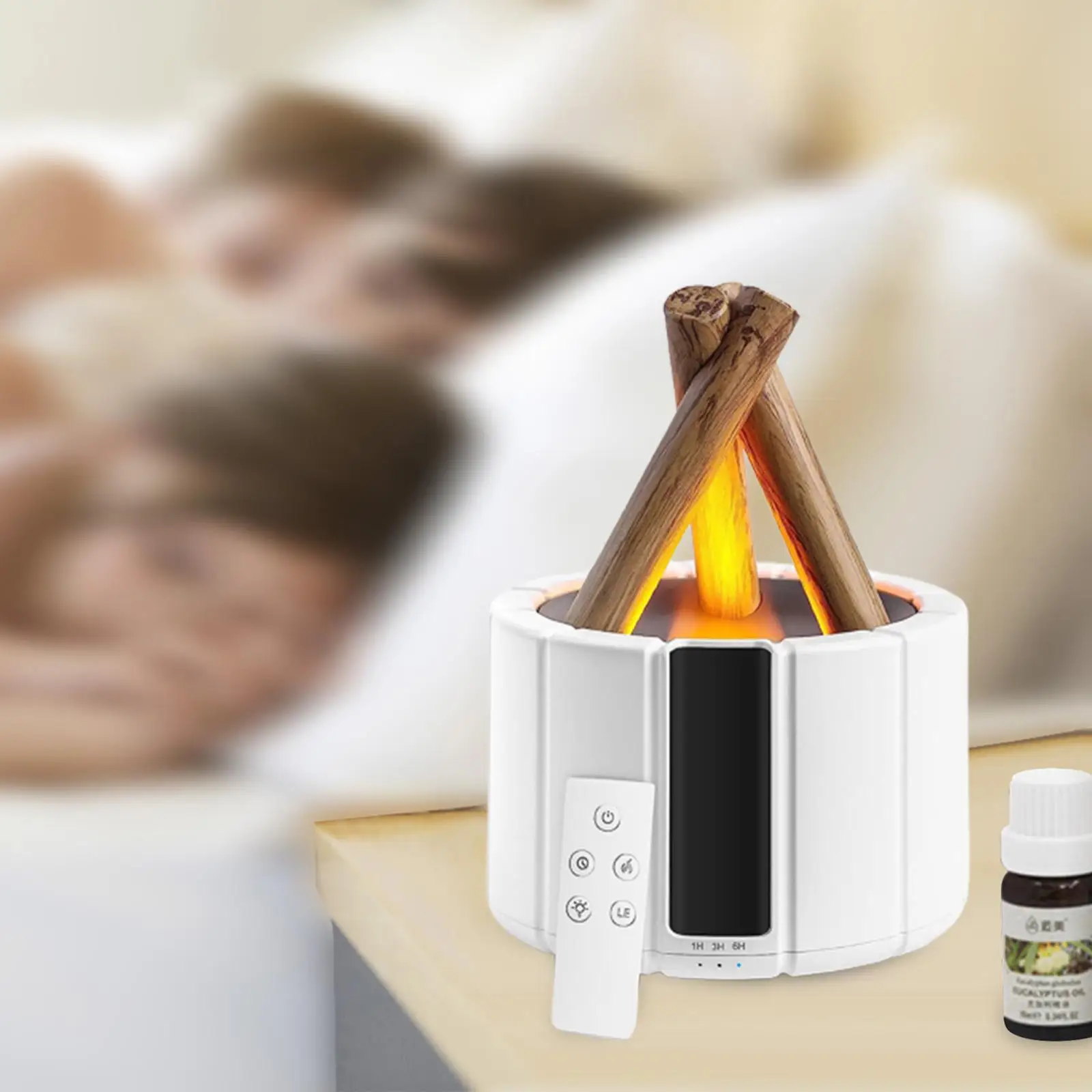 

Flame Aroma Diffuser with Fireplace 250ml Water Shortage Protection Flame Humidifier for Office Decor Desktop Home Room SPA Gym