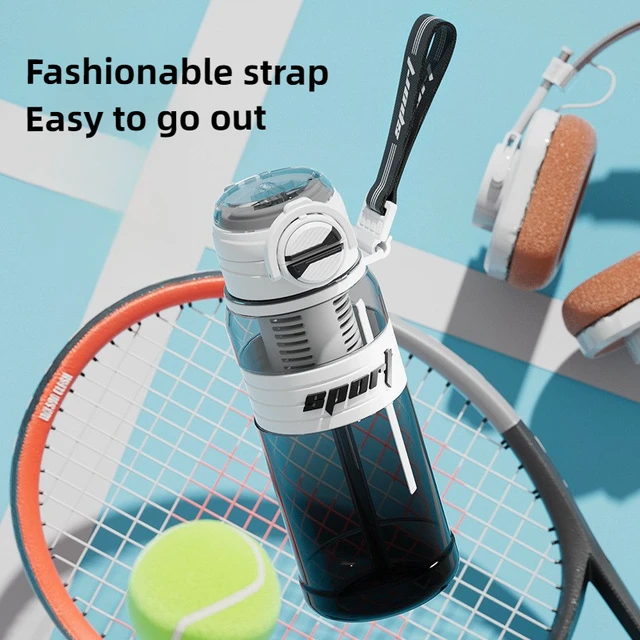 800ml Leakproof Tritan Dual-Mouth Bottle BPA-Free Sports Water Cup with Straw Tea Strainer & Carry Strap-Gym Hiking Essentials 4