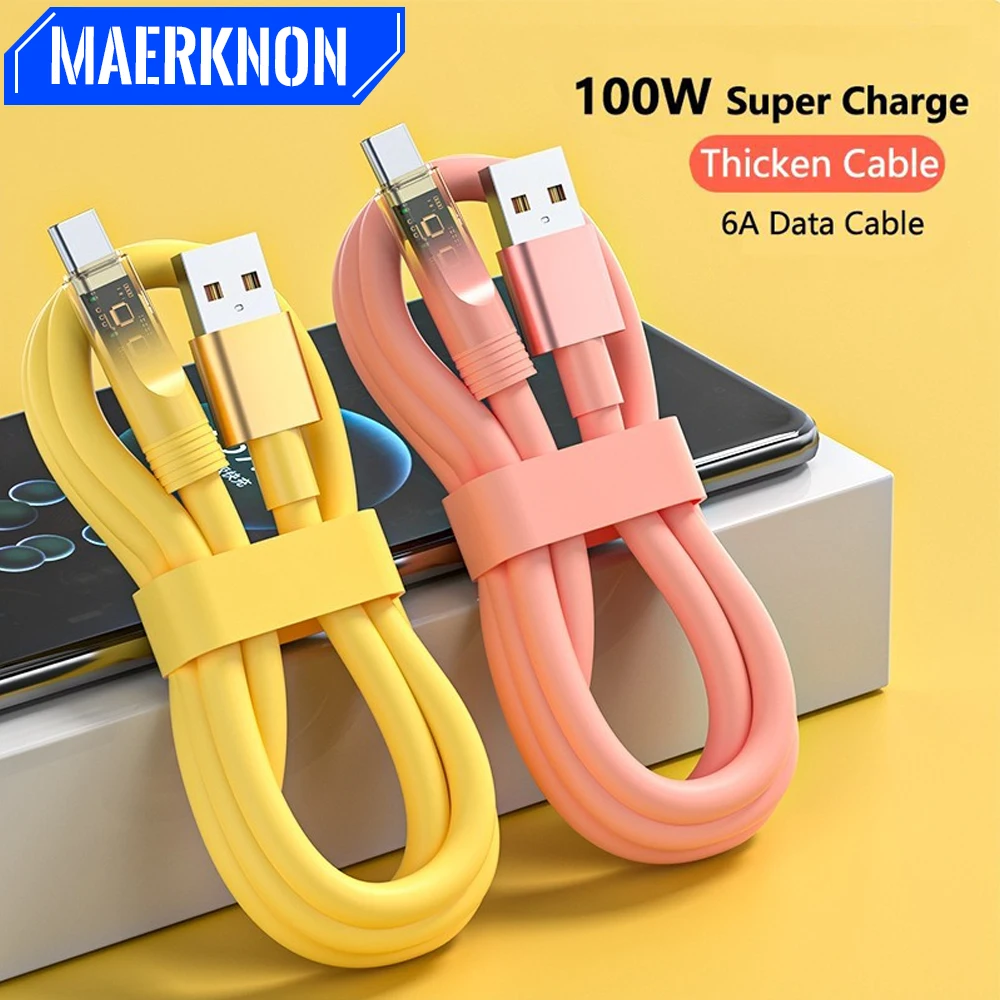 

100W 6A USB Type C Cable Mobile Phone Charger Wire 1M/1.5M/2M Fast Charging USB-C Data Cord For Xiaomi Samsung S22 POCO Oneplus