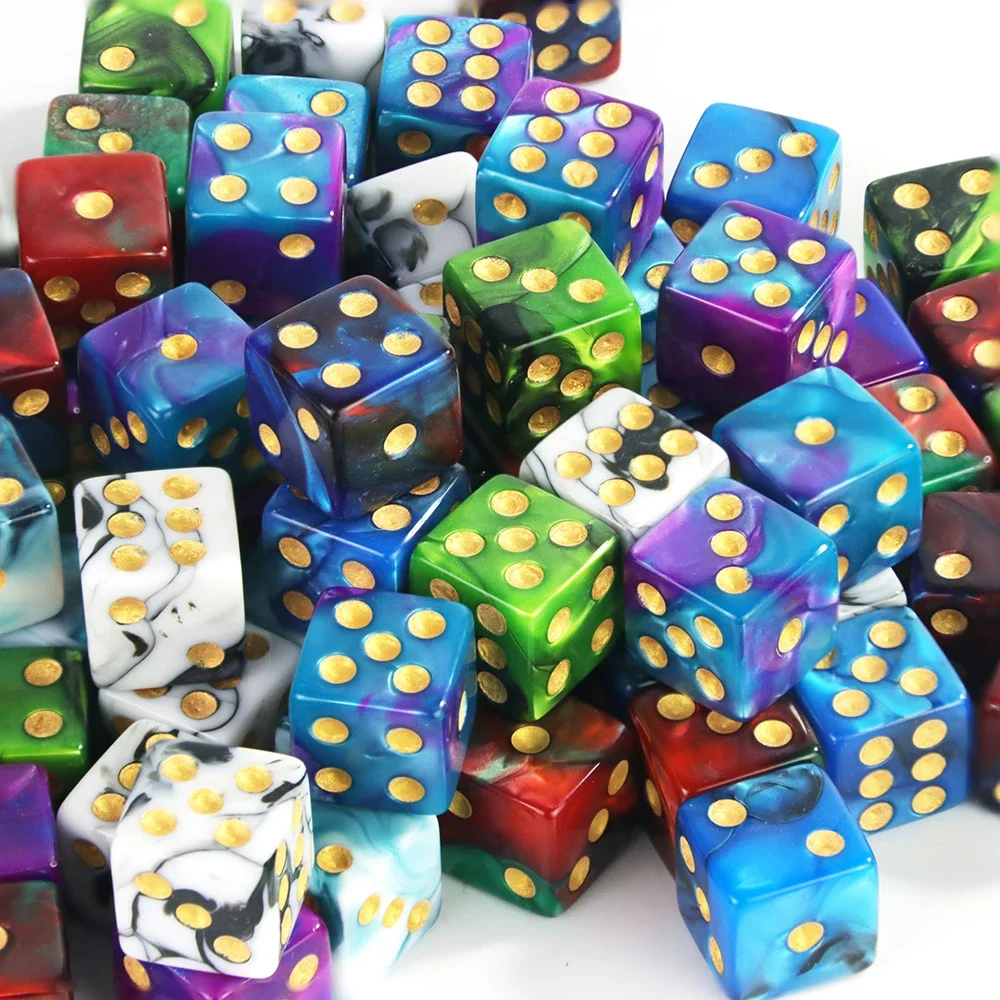 Game Dice Acrylic Dice Mini D6 Dice 12mm Double Color 6-sided Square Corner with Standard Dots For Club Party DIY Board Game Supplies