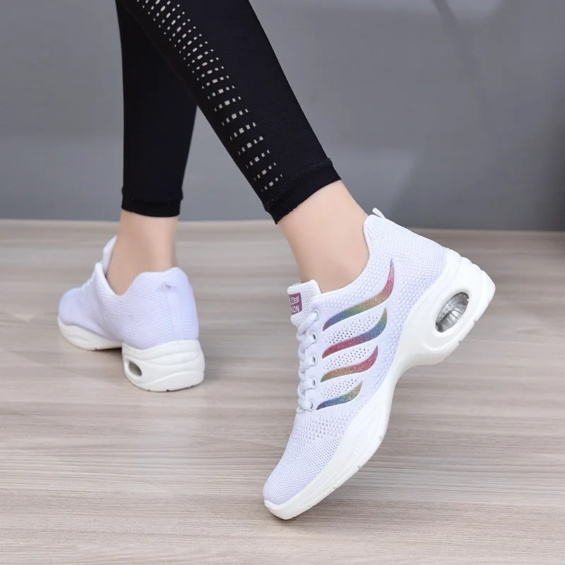 Dance Shoes Woman Ladies Modern Soft Outsole Jazz Sneakers Mesh Breathable Lightweight Female Dancing Fitness Shoes Sport 2