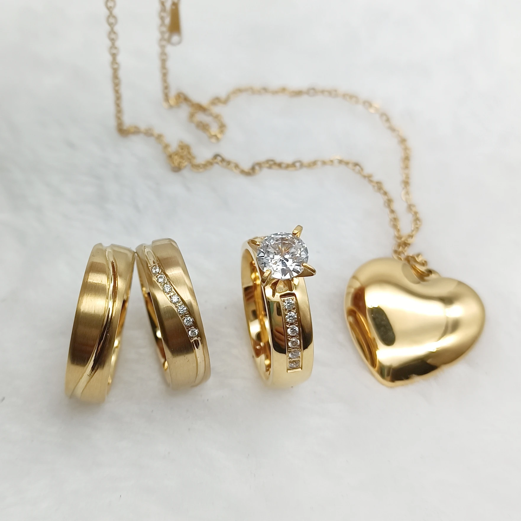 

High Quality Cz Diamond Ring Jewelry Pendants Rings Women Designer 18k Gold Plated Wedding Bridal Engagement Rings Sets