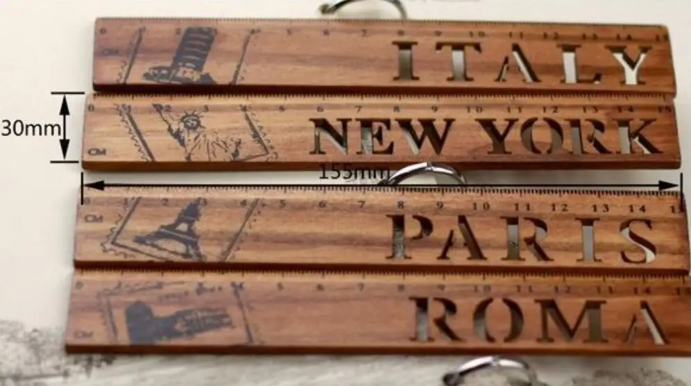 1pcs/lot NEW Cute Vintage City Hollow Wooden Ruler bookmark 15 CM straight ruler