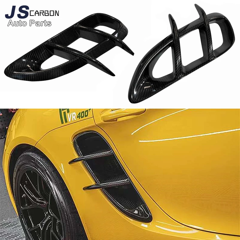 Per Porsche 718 Cayman Boxster Dry Carbon Fiber Tuyere Rear Side Fender Prese D'Aria Prese D'Aria Trim Cover Caps Upgrade Body Kit