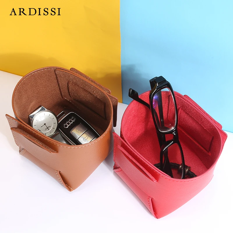 ARDISSI Nordic Ins Leather PU Storage Box Desktop Makeup Brush Pen Pencil Holder Creative Folding Portable Key Scissor Office