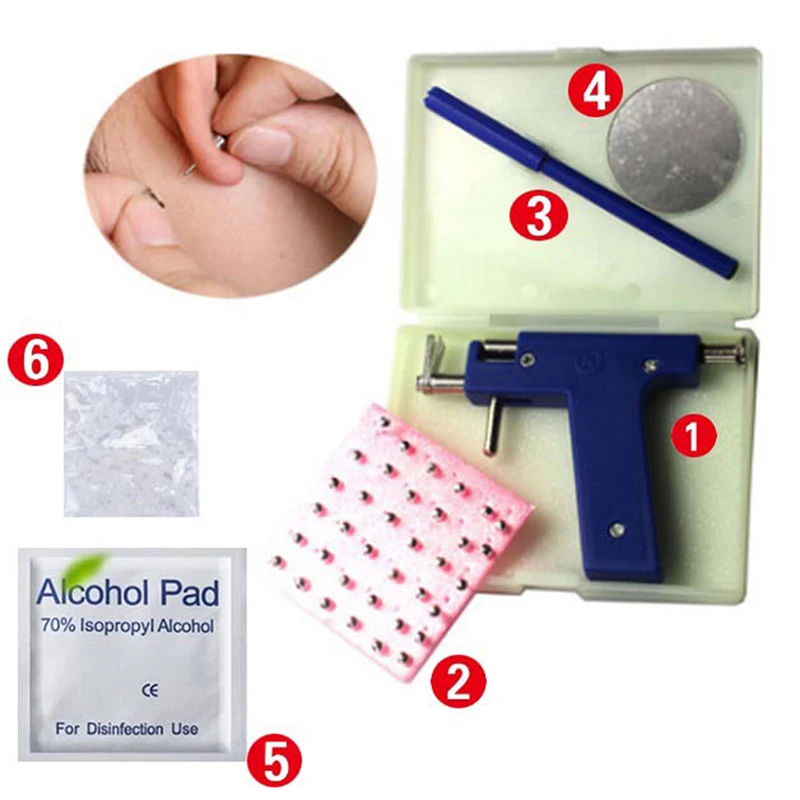 Professional-Ear-Piercing-Gun-Tool-Set-98pcs-Ear-Studs-Steel-Ear-Nose ...
