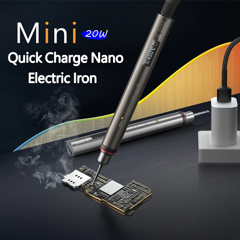 QIANLI MEGA-IDEA Nano 20W USB Soldering Iron LED Display 100-450℃ Fast Heating Solder Iron PCB Welding Tools arc welders