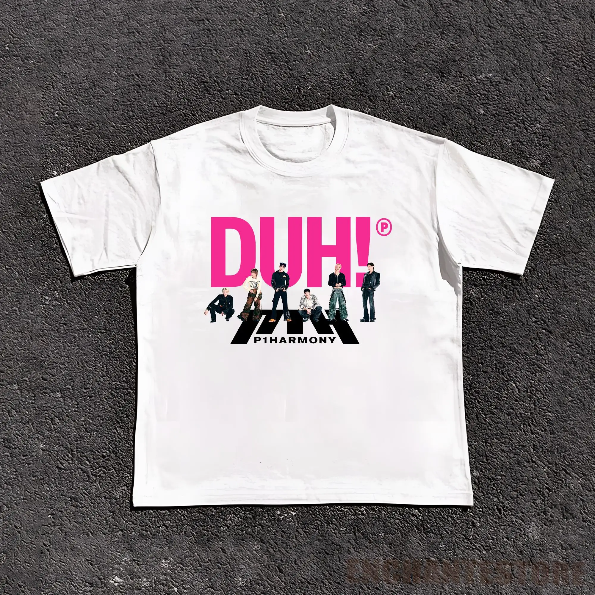 p1harmony tシャツ　新品未開封 Summer Men P1Harmony 2025 DUH Same T-shirt Kpop Print Summer Short