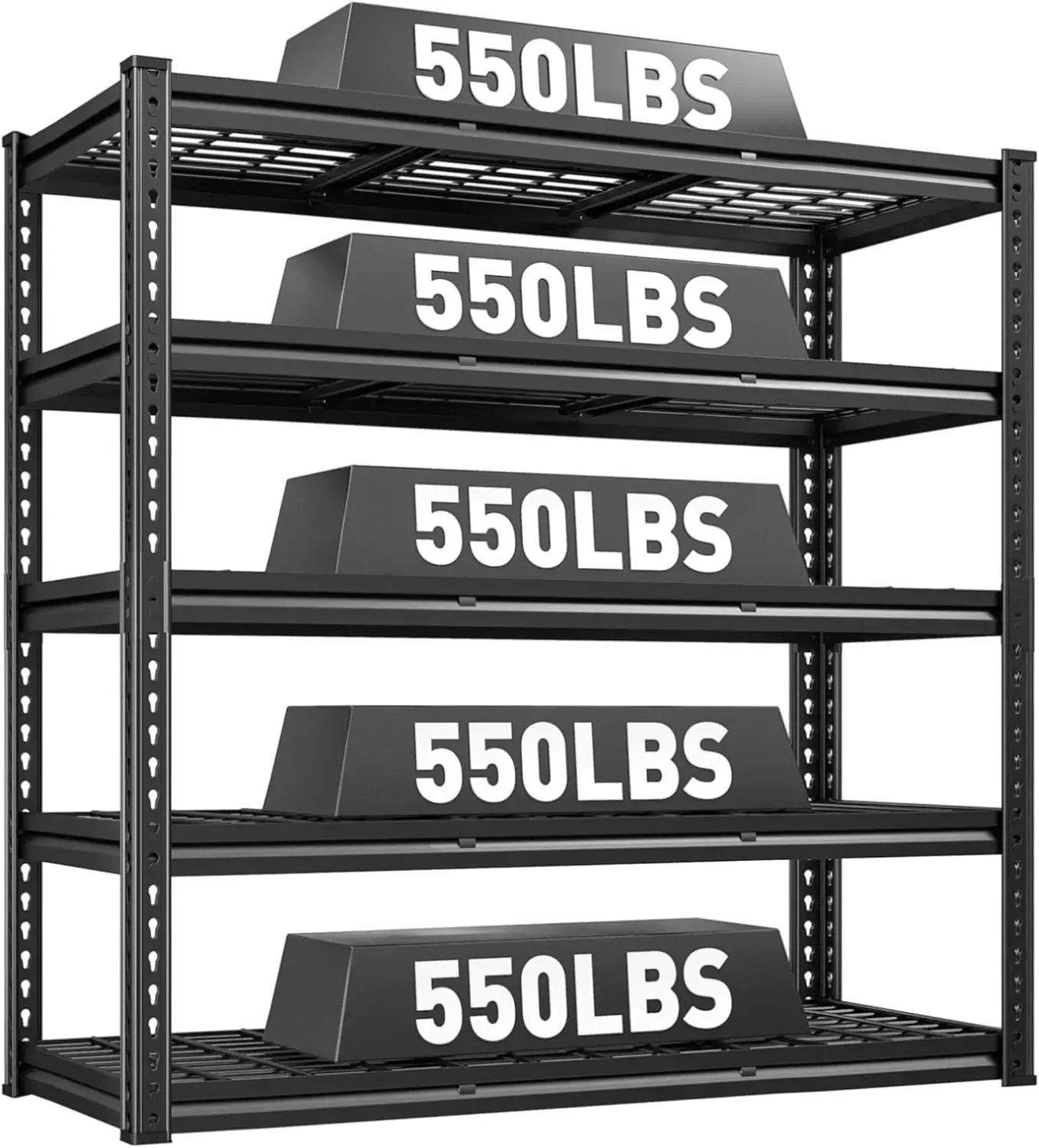 48" W Garage Shelving 2750LBS Heavy Duty Garage Storage 5 Tier Adjustable Metal Storage Shelves Industrial Shelving 3