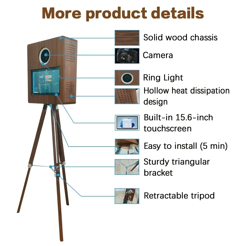 New Design Portable Wedding Wood Vintage Photo Booth Price Wholesale Retro Wooden Photo Booth Machine With Printer and Camera Sec89df89dbab4ede9bac29b17a40717ea