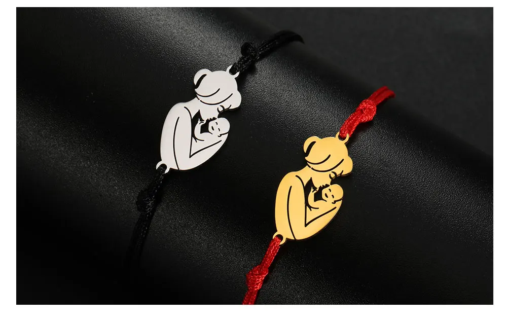 Cazador Edelstahl Familie Schwangere Mutter Kind Papa Charm Armband für Frauen Muttertag Geschenk Wachs Seil Armbänder Schmuck 2026 – Detail 8