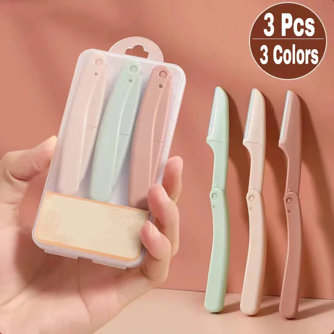3 Pcs Eyebrow Trimmer facial epilators for women Pocketknife Eyebrow profiler Hair Remover for Ladies Face Shaper Shaver