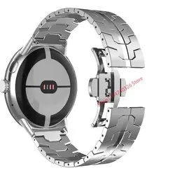 Luxucy Stainless Steel Metal Bracelet Watch Strap Accessory for Pixel Watch 2 1 (Silver)