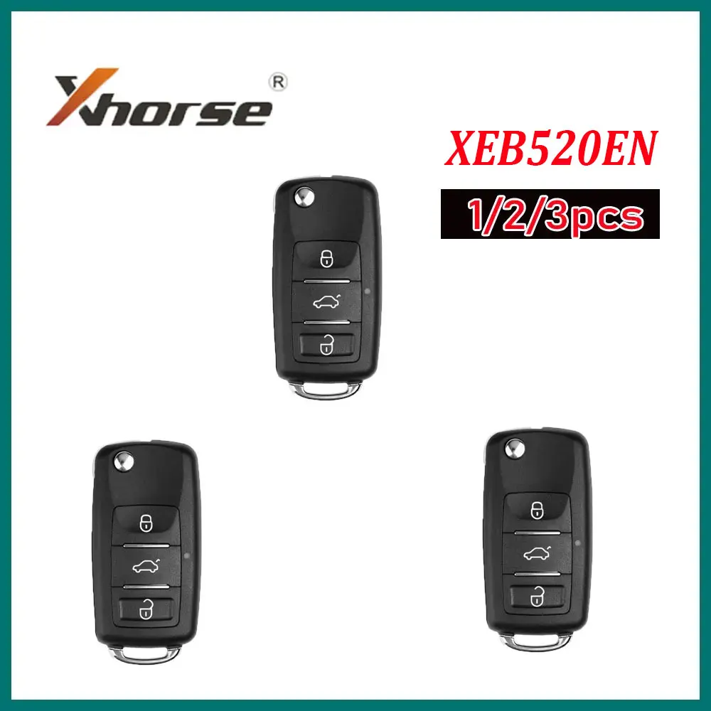 1/2/3 Stück Xhorse XEB520EN ersetzt XEB510EN durch XT57B Super Chip 3-Tasten-Autofernbedienungsschlüssel für Volkswagen Schlüssel für VVDI Key Tool