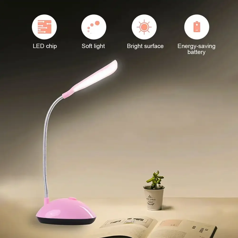 LED Reading Night Lamp Flexible Table Light Foldable Switch Desk Working Study Light For Kids Student Office Battery Operated