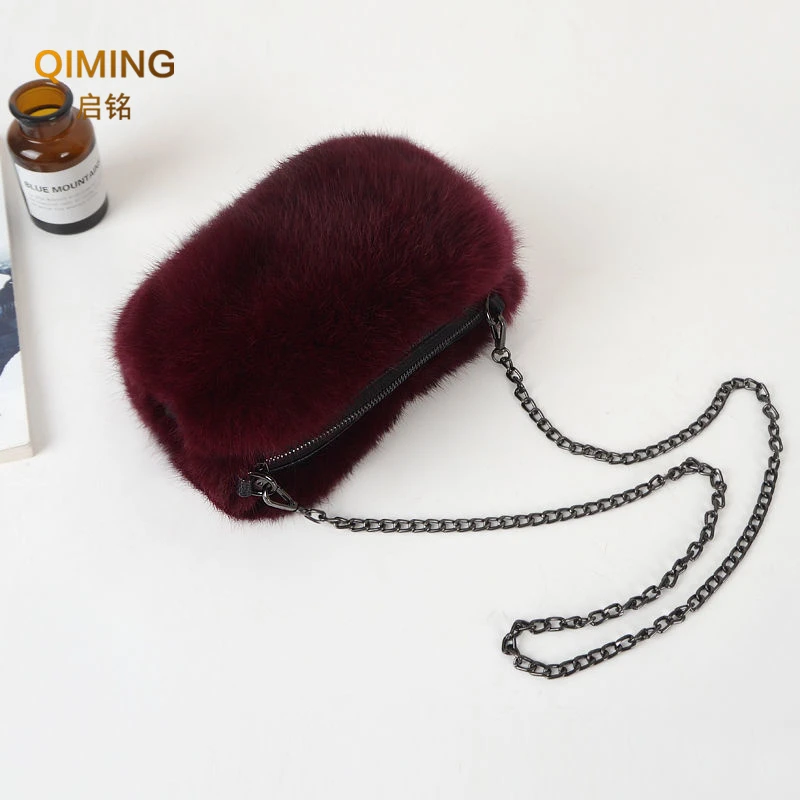 Real Fur Bag Crossbody Bags For Women Autumn Winter Plush Purses And Handbags Luxury Handbag Female Women's Fur Warm Hand Bag