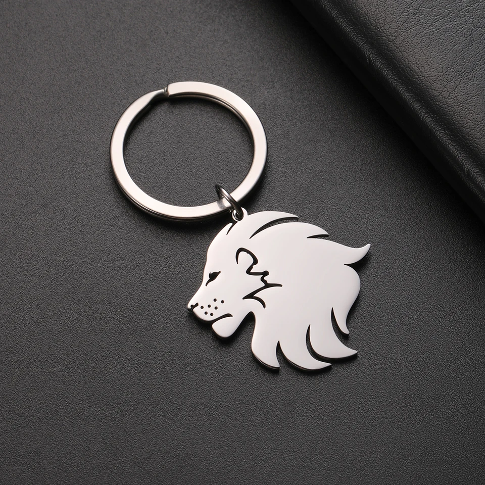 COOLTIME 男性用動物キーホルダー,パンク,ライオン,ステンレス鋼,動物