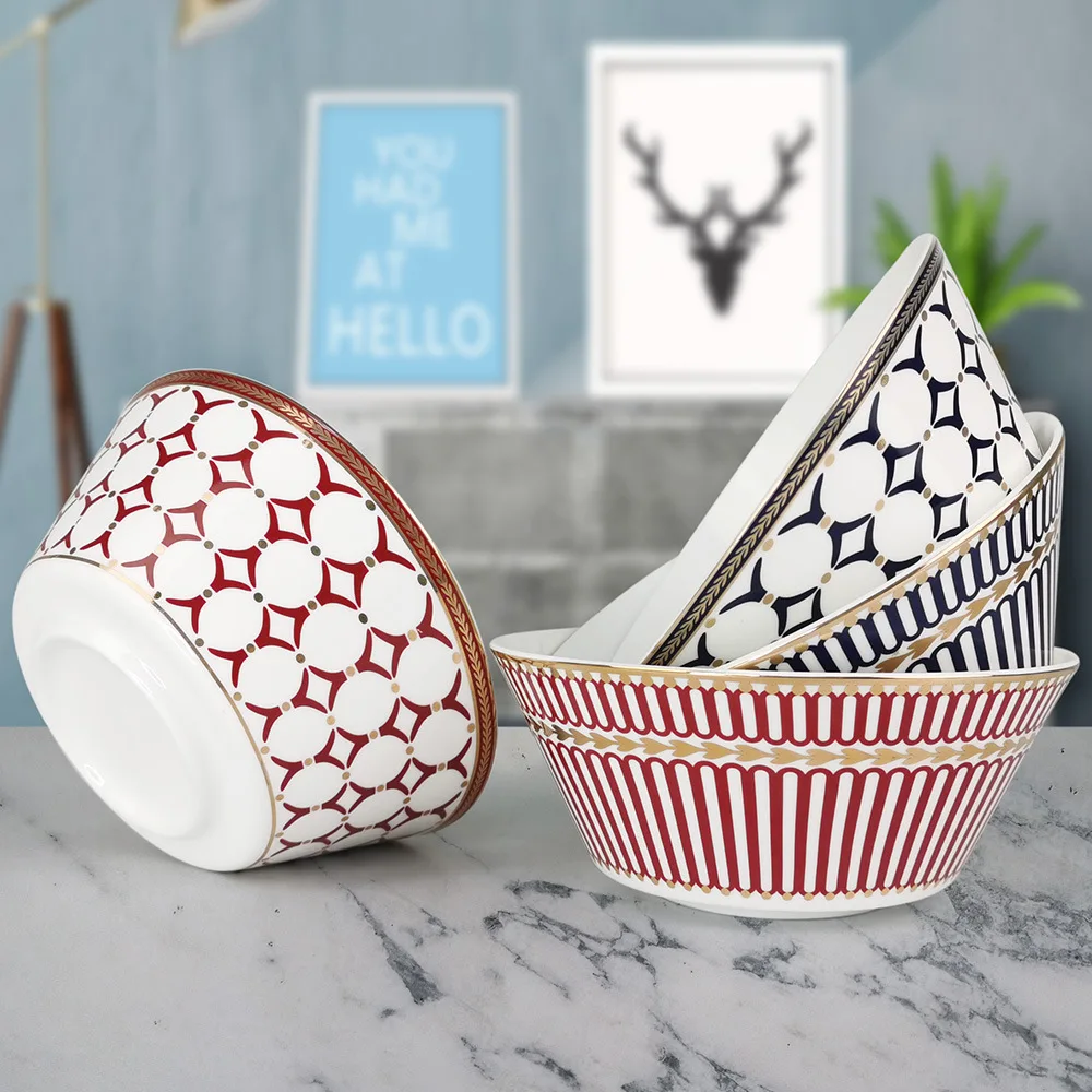

European style hotel restaurant household tableware 6 inch large ceramic Noodles in soup bowl rice bowl instant noodles bowl
