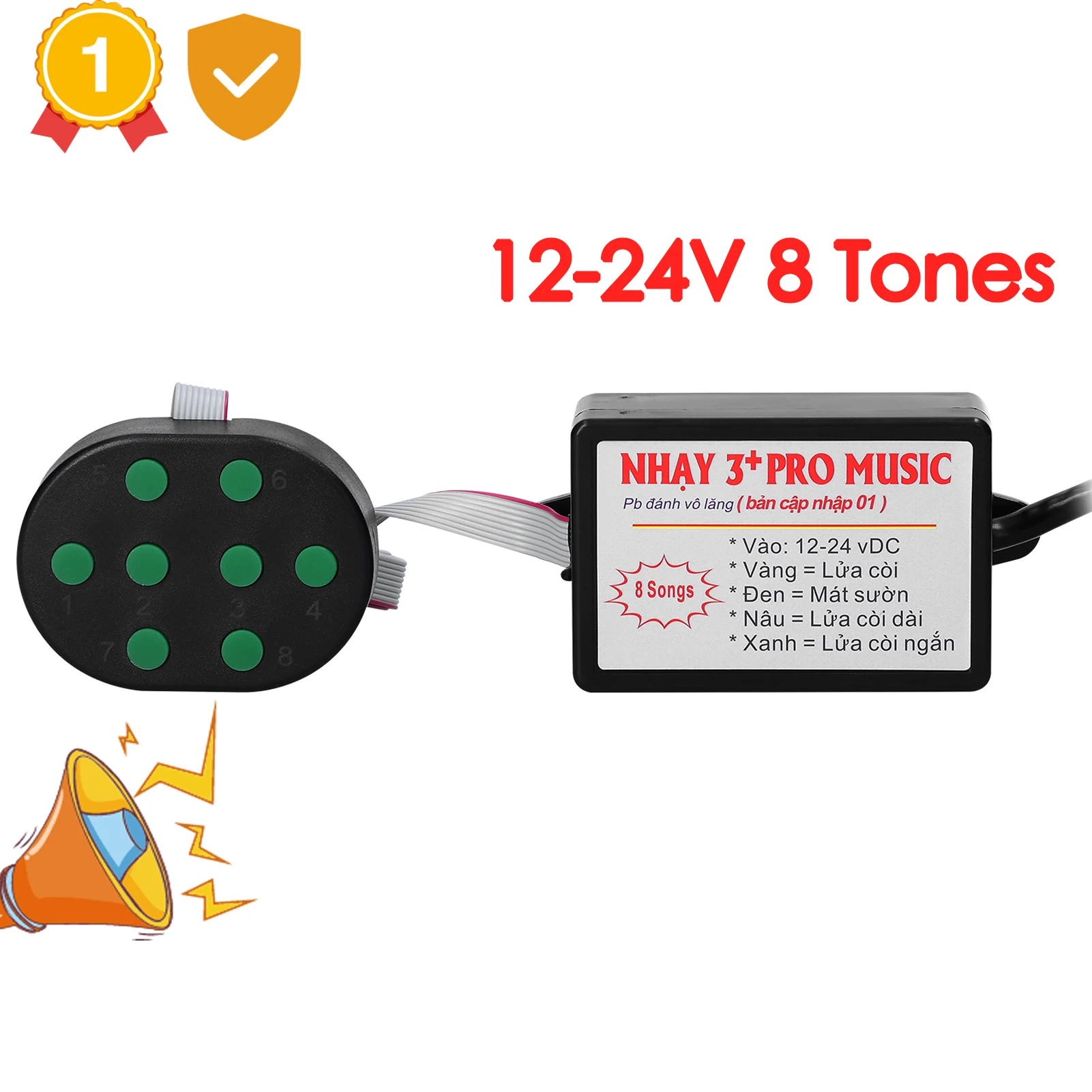 12-24V 8/12 Tones Musical Electronic Horn Controller Nhay 3+ Pro Music Rapid Horn Relay For Motorcycle Car Jeep Marine Boat car siren horn motorcycle horn car air horn