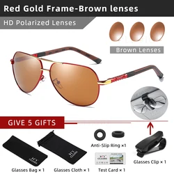 CLLOIO Unisex Vintage Polarized Aluminum Sunglasses - Classic Pilot Design (Glasses Bag Set)