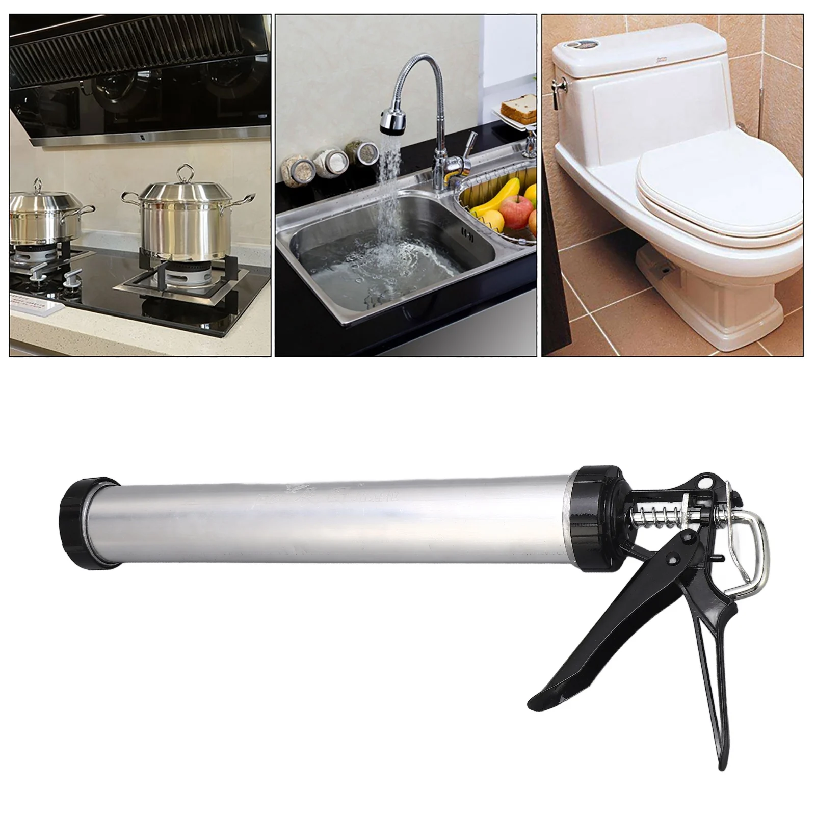 Aluminum Tube Silicone Caulking Gun 600ml Caulk Tool With 10 Nozzles Air Caulking gun Silicone Gun Tools caulking tools caulking gun nozzles caulking gun