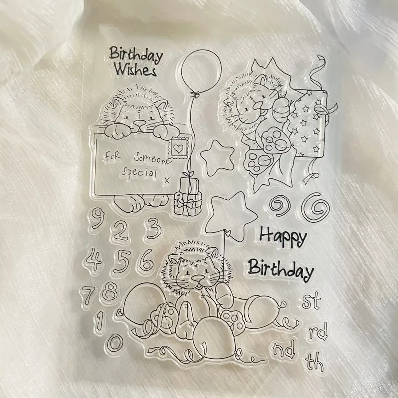 animal lion birthday balloon wish Clear Stamp Transparent Silicone Stamp Seal Sheet For Scrapbooking Photo Album Decoration