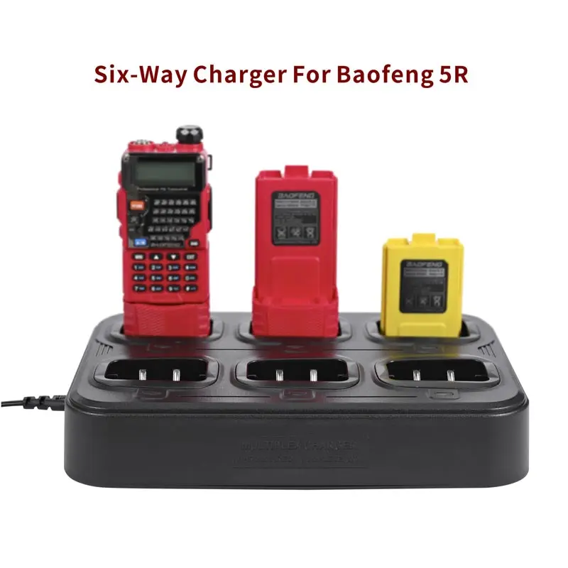 Baofeng UV5R Charger Multi Unit Battery Six Way Fast Charger Desktop Multi Charging Dock Base Two Way Radio UV-5R Accessories usb cable charger battery charging for vertex cd 34 cd 47 cd 30 vx231 vx351 vx354 radio walkie talkie accessories