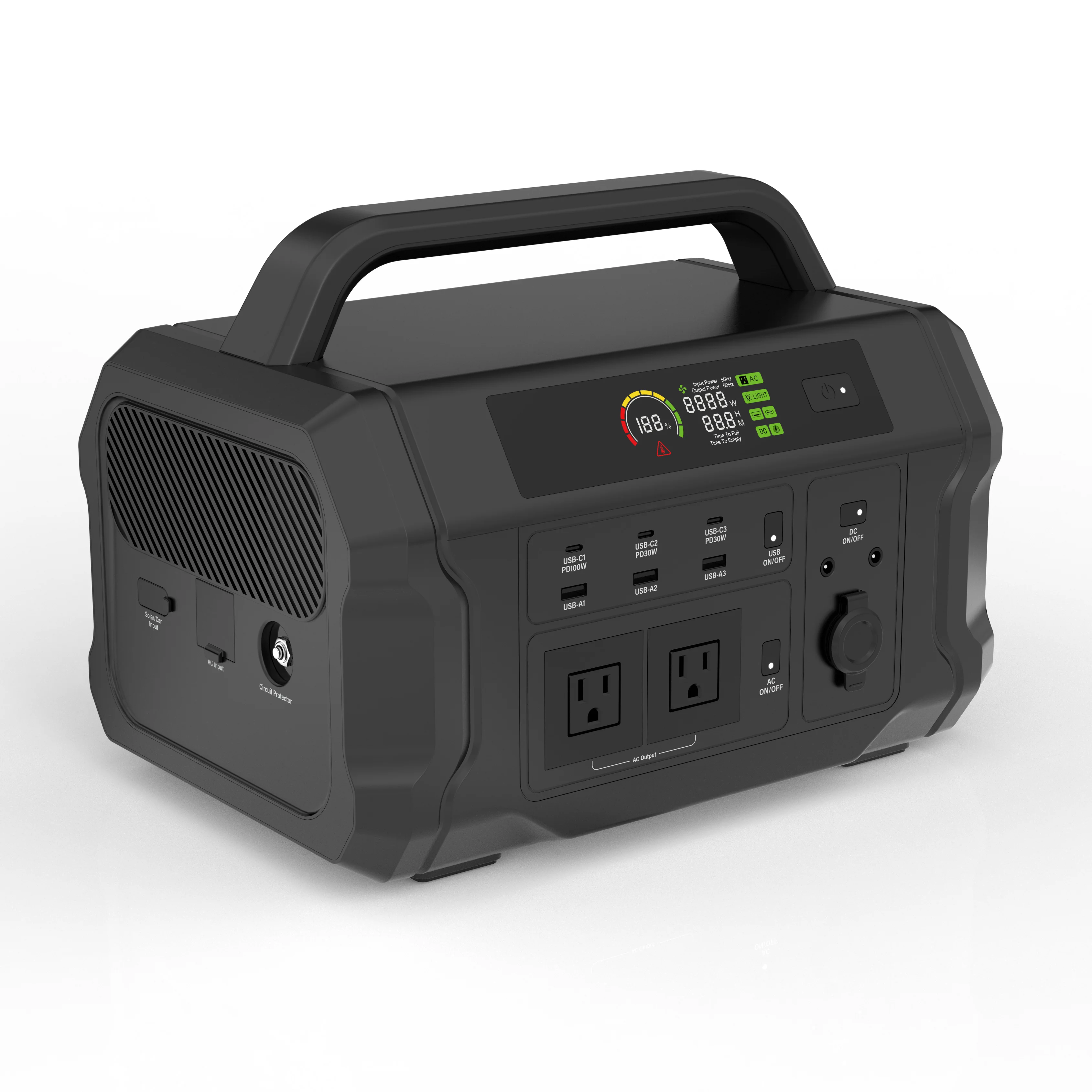 1200W Solar Power Supply 220V Outdoor Portable Mobile Power Station Energy Storage Pack