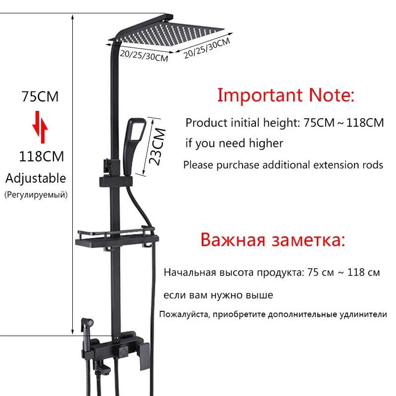 OXG Black Rain Shower Faucet Set Bathroom Faucet Set Bidet Faucet Shower Shelf Rotatable Spout Height Can Be Extende bathroom faucet bathroom shower faucet set