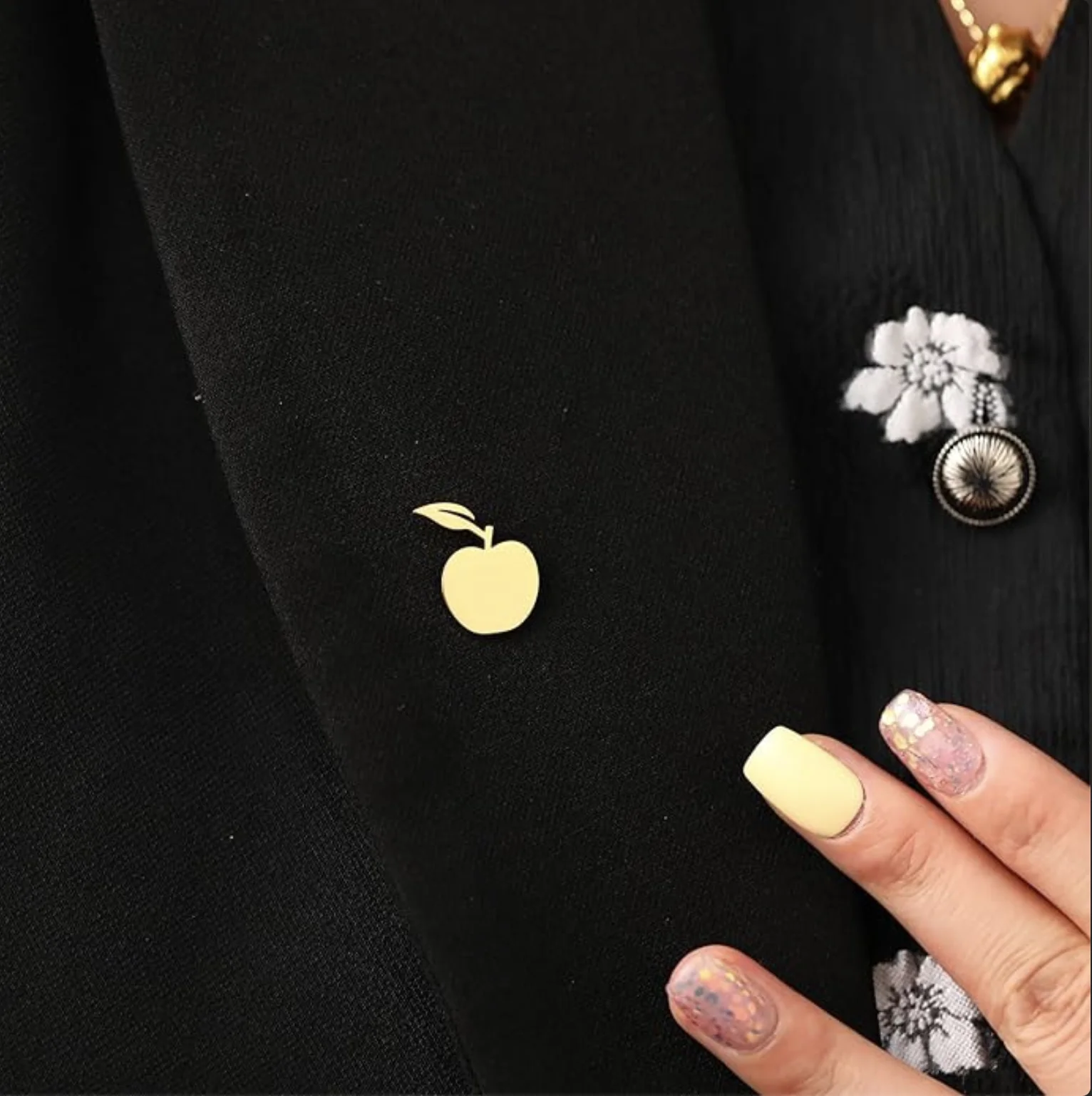 스테인레스 스틸 섬세한 Apple 남성용 브로치 옷깃 핀 여성용 버클 클립