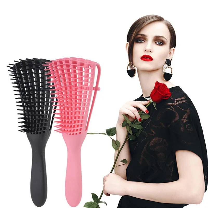 

Sdattor 1 Pcs Massage Comb Black/Pink Hair Brush Scalp Women Detangle Hairbrush Comb Health Care Reduce Fatigue Eight Claw Comb