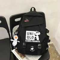 Snoopy new 2022 nylon school bag boy girl fashion backpack student handbag with bag pendant 4