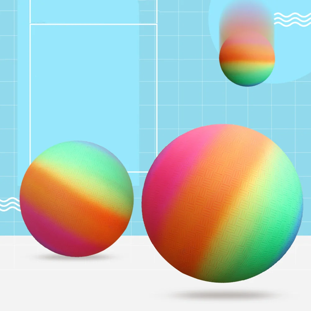 2 Pcs Rainbow Balls Bounce Play Kids Playing for Pool Handball Beach Child Flaping Kickball 4
