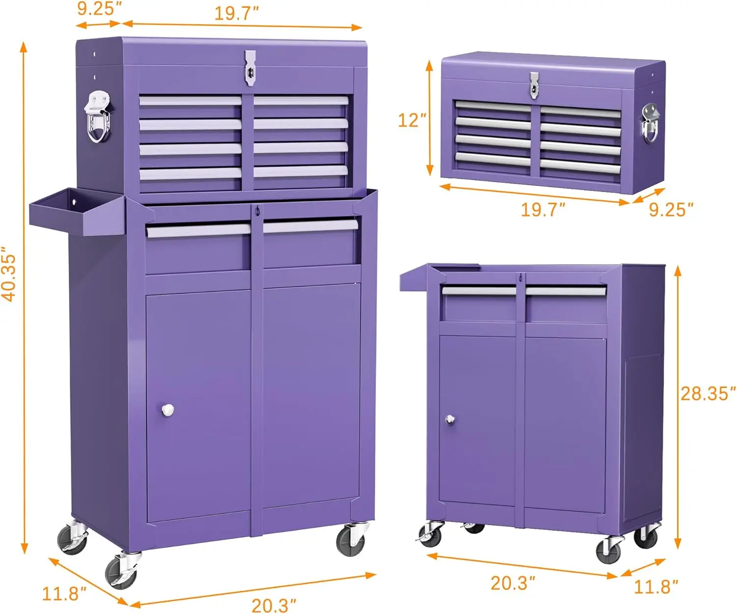 5 Drawer Tool Chest with Wheels, Rolling Tool Chest with Drawers, Tool Storage Organizer Cabinet with Lock&Key for Ga 3