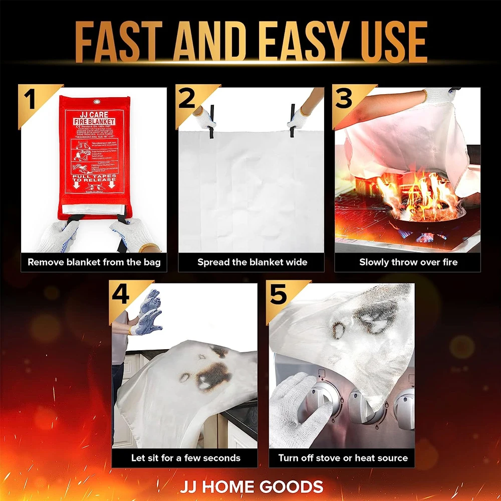Fire Blanket 1M X 1M Fiberglass Fire Flame Retardant Emergency Survival Safety Cover Emergency Blanket White Shelter