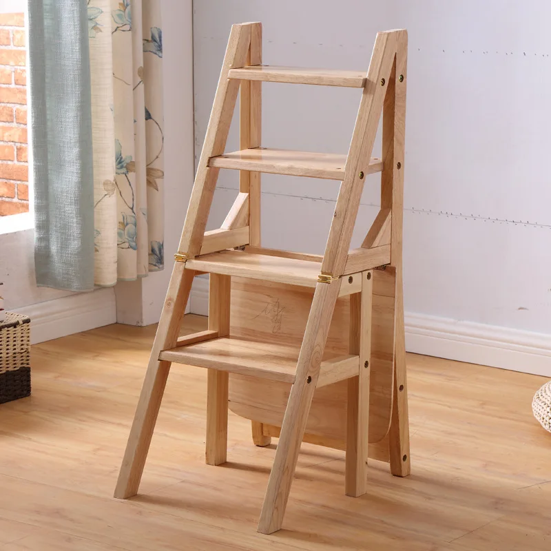 

Wooden Folding Library Ladder Chair Kitchen Furniture Step Ladder School Convertible Ladder Chair Step Stool Natural/Honey/Brown