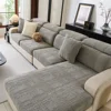 Geometric Lines Jacquard Stretchy Polar Fleece Sofa Cover for Living Room Couch Seat Slipcover Anti-Scratch Furniture Protector 1