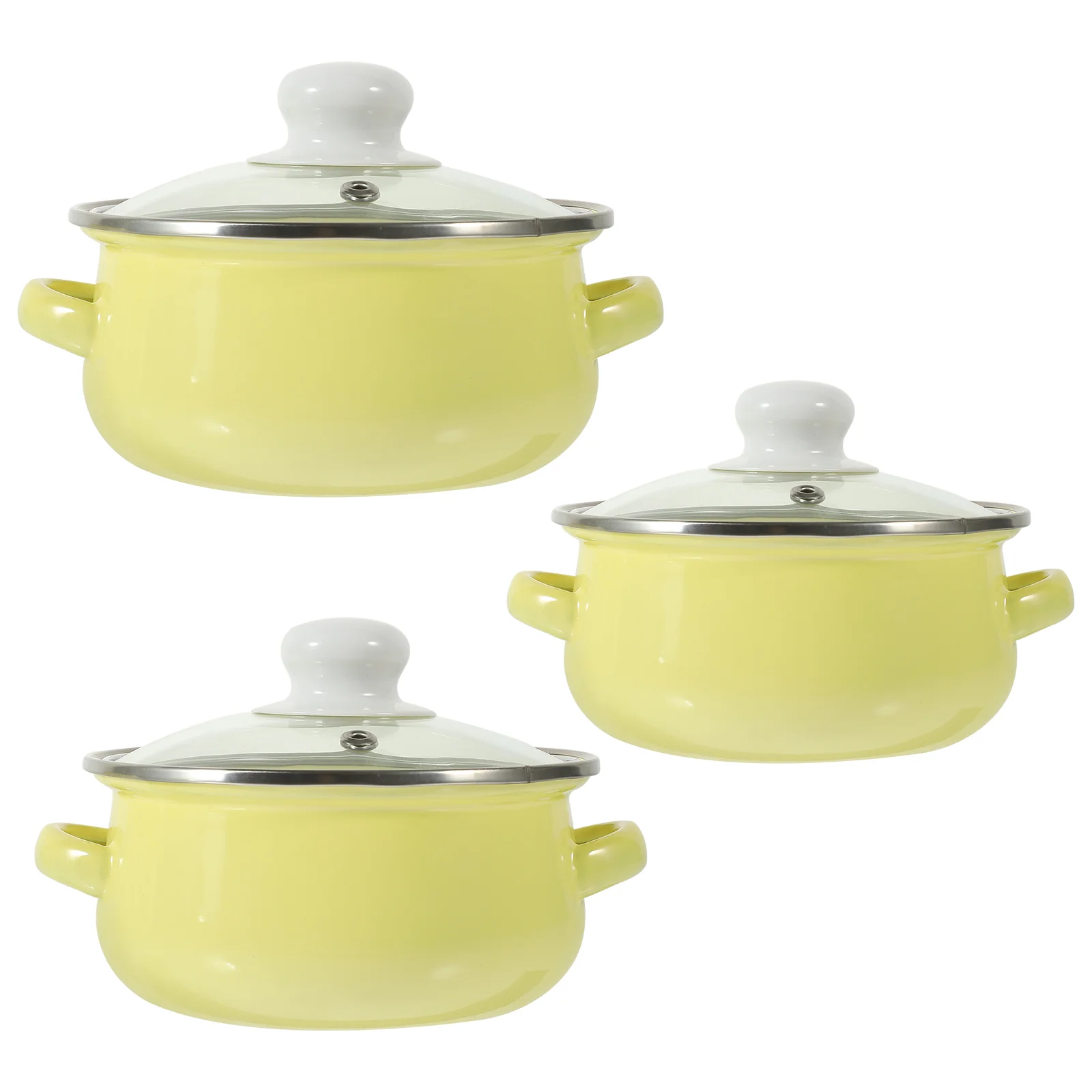 

Enamel Stockpot Lid Binaural Stew Pot Retro Cooking Pot Vintage Stew Bean Simmers Pot Kitchen Soup Pot Handle Induction