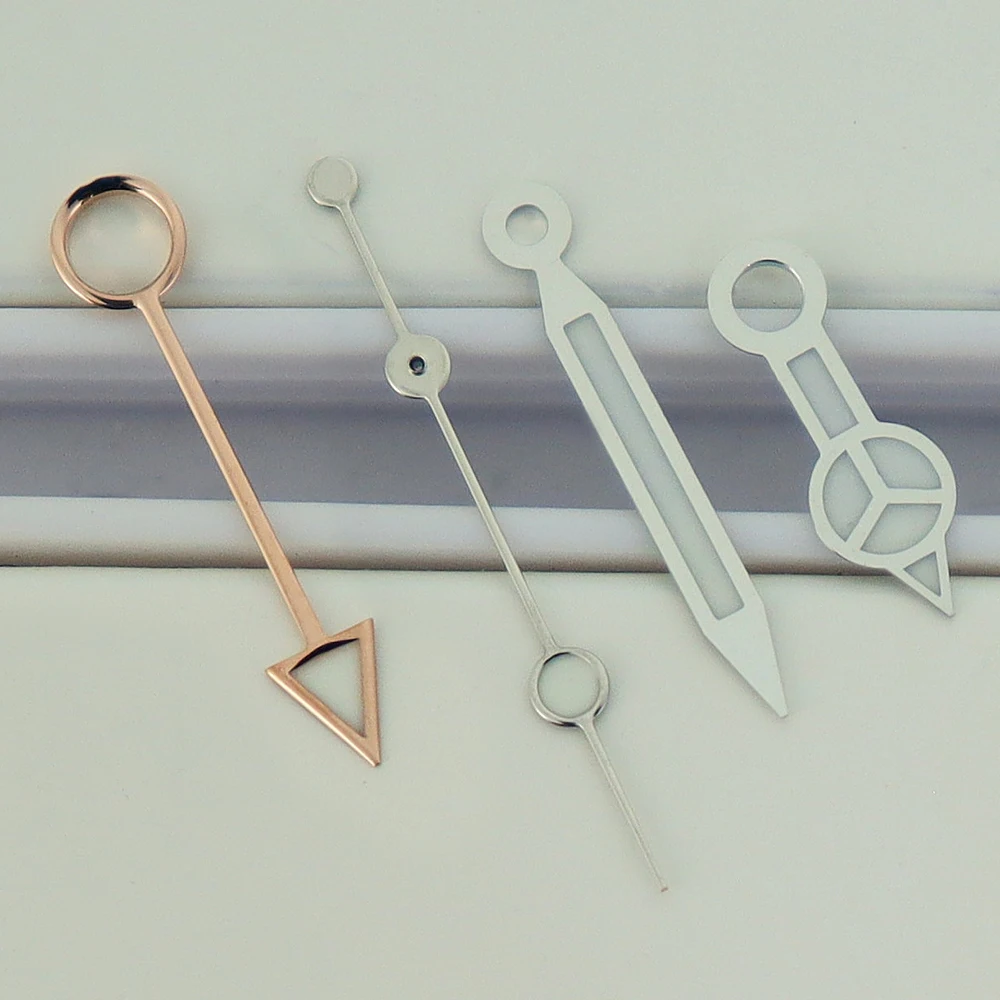 Green C3 Luminous Watch Hands for GMT Movements - Silver & Rose Gold Assembly Parts