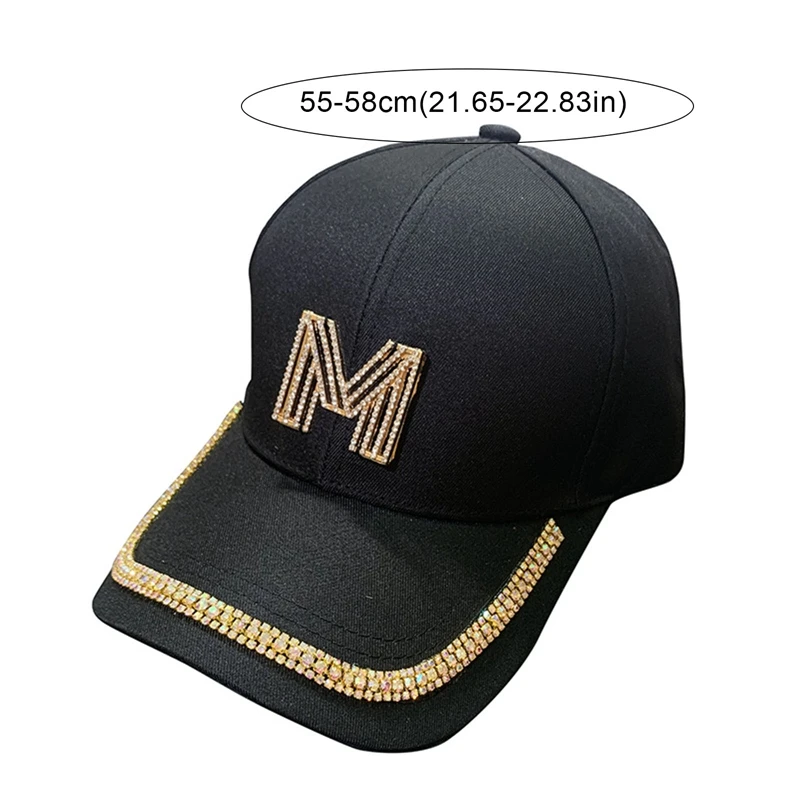 Fashion Bling Diamond D M Letter Baseball Cap For Women Summer Outdoor Sun Protection Snapback Hat Autumn Casual Ladies Caps