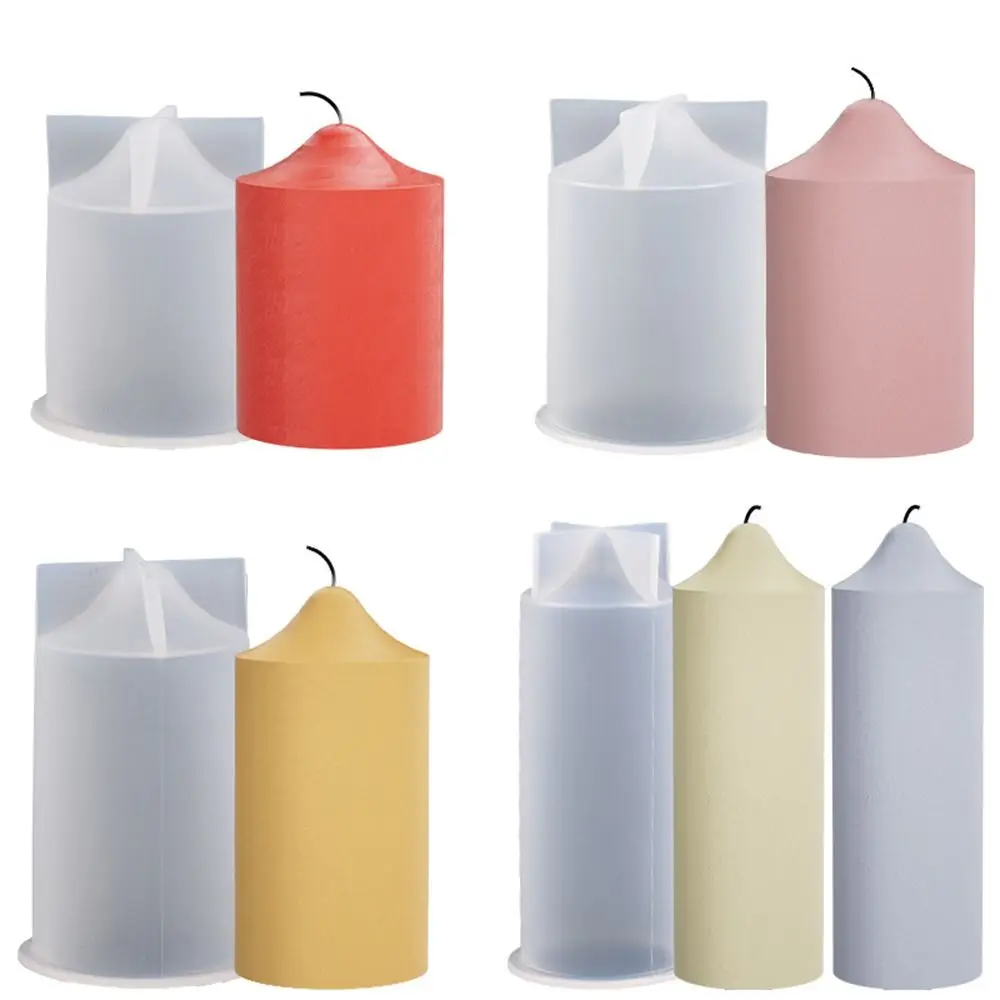1Pcs 3D Cylinder Candle Silicone Mold Cake Resin Molds Handmade Soap Moulds Clay Making Tools Church Party Wedding Supplies