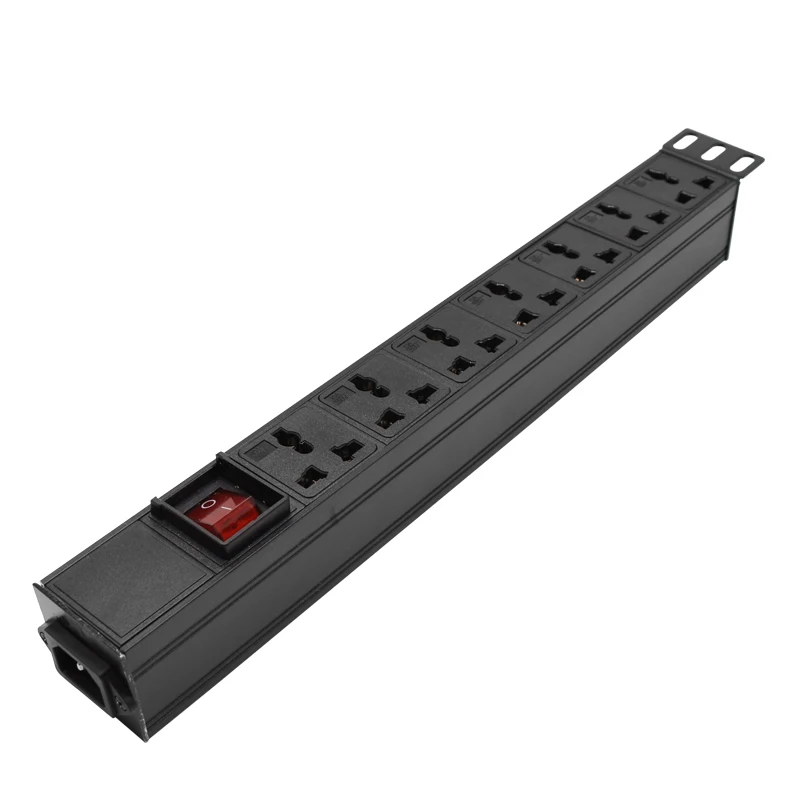 

3500W 10A 7AC Universal Outlets Switch Aluminum Power Strip C14 Input Adapter PDU Electrical Sockets