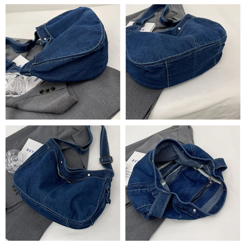 Denim Women's Bag New Jeans Shoulder Cross Bag Canvas Messenger Bag Y2K Big Size Eco Bag Korean Shopper Hobos Student Handbags