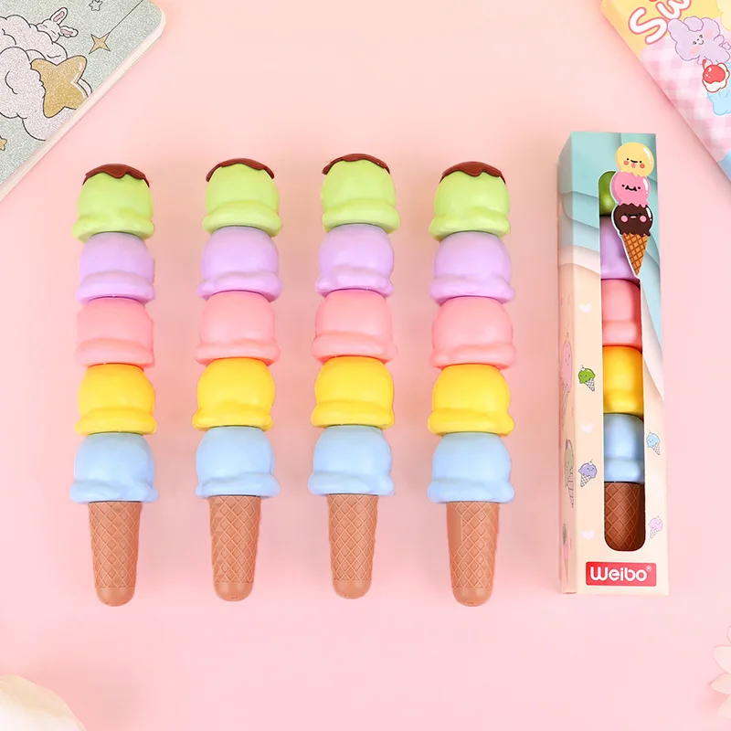 Highlighter Color Marker Stationery Supplies School Supplies Ice Cream 5-color Cartoon Bear Student