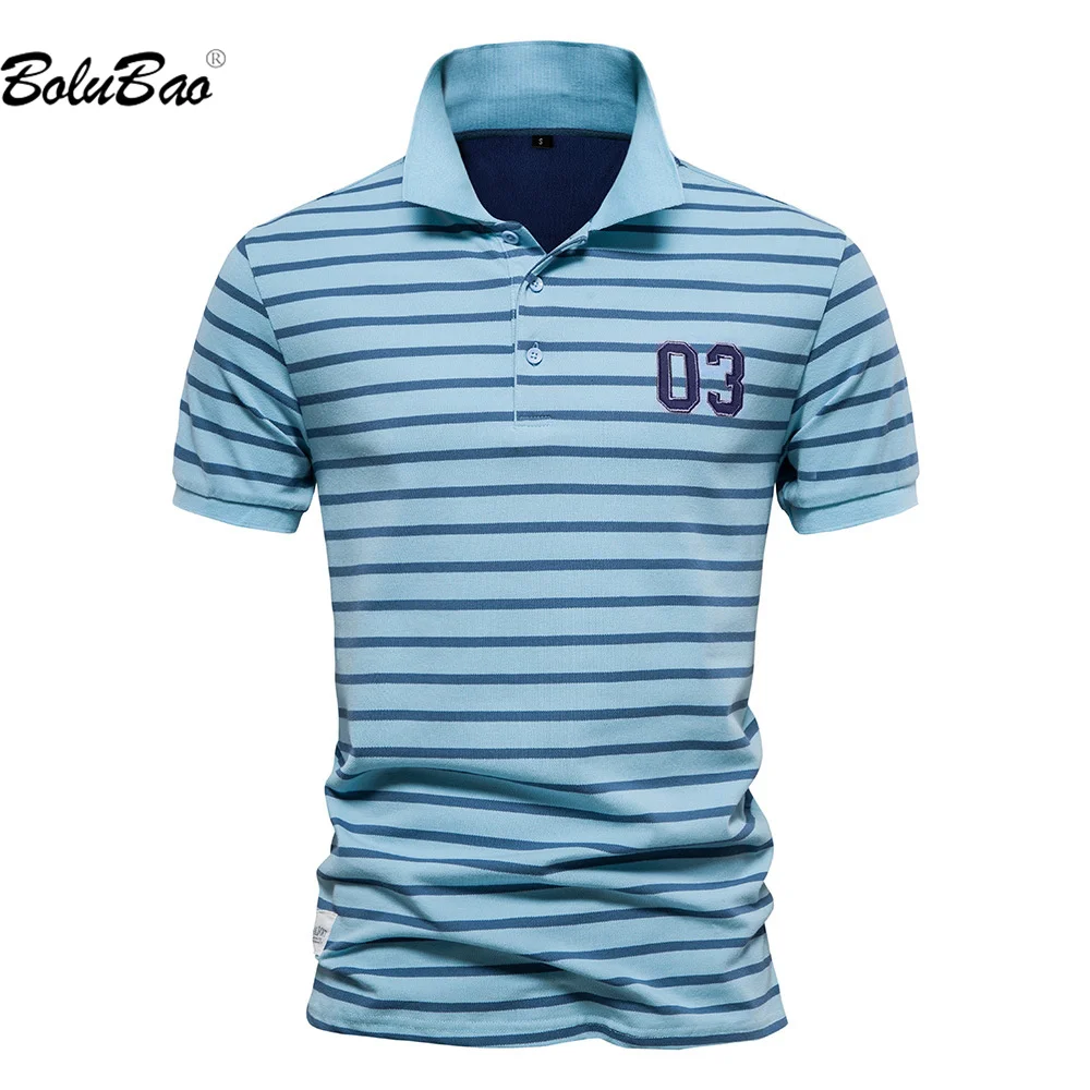 

BOLUBAO 2023 Outdoor Casual Polo Shirt For Men Striped Cardigan Slim Short Sleeve High Quality Design Polo Shirt For Men